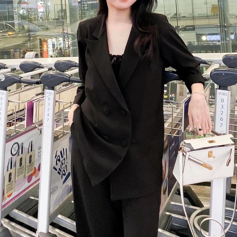 Áo thiết kế- Áo vest suông 1 lớp cúc bọc