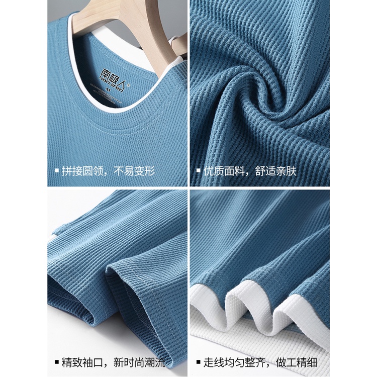 Áo Thun Nam Dài Tay Cổ Tròn Giả Hai Lớp Thời Trang