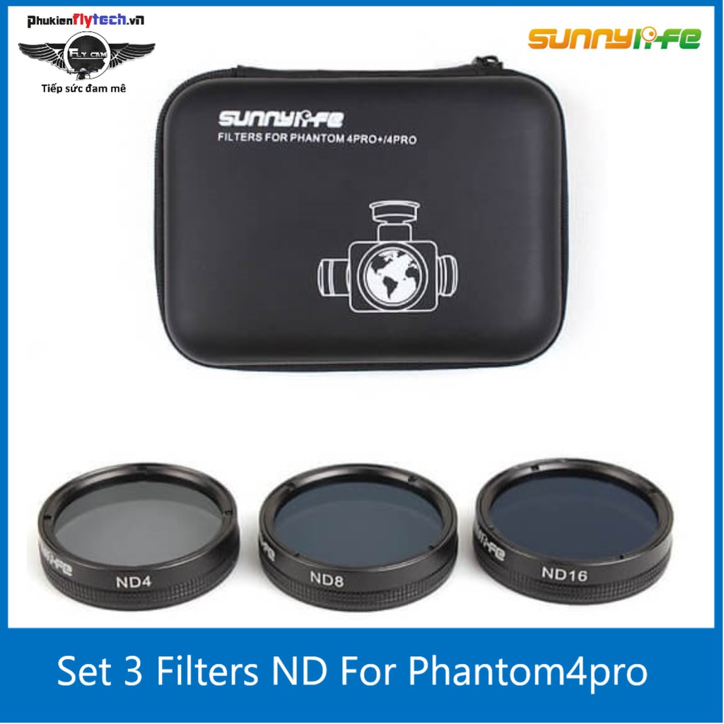 Combo 3 filter ND4 Nd8 ND16 - Phantom 4 pro adv - chính hãng sunnylife - bao gồm 3 filter để thay đổi với nhu cầu khác.