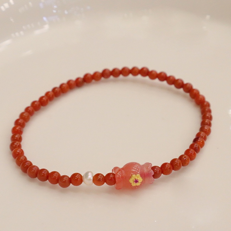 [Hàng Mới Về] Vòng Tay Hạt Đá Mã Não Đỏ Thời Trang