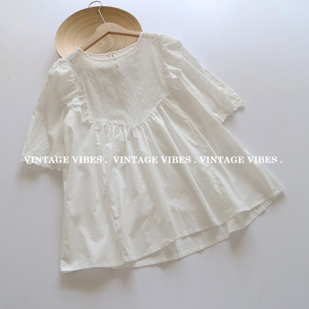 Áo babydoll phối ren ngực tay phồng (hàng QC) - Ảnh thật + Video thật 1000%