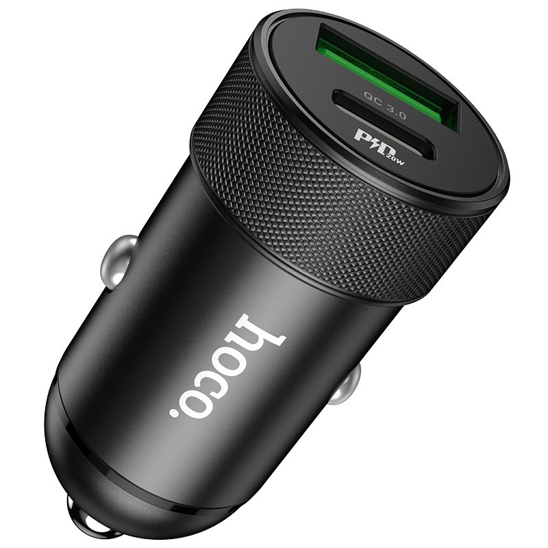 Tẩu sạc nhanh ô tô Hoco Z32b sạc điện thoại trên xe hơi | đầu ra USB QC3.0 và Type-C PD 20W, màn hình LED