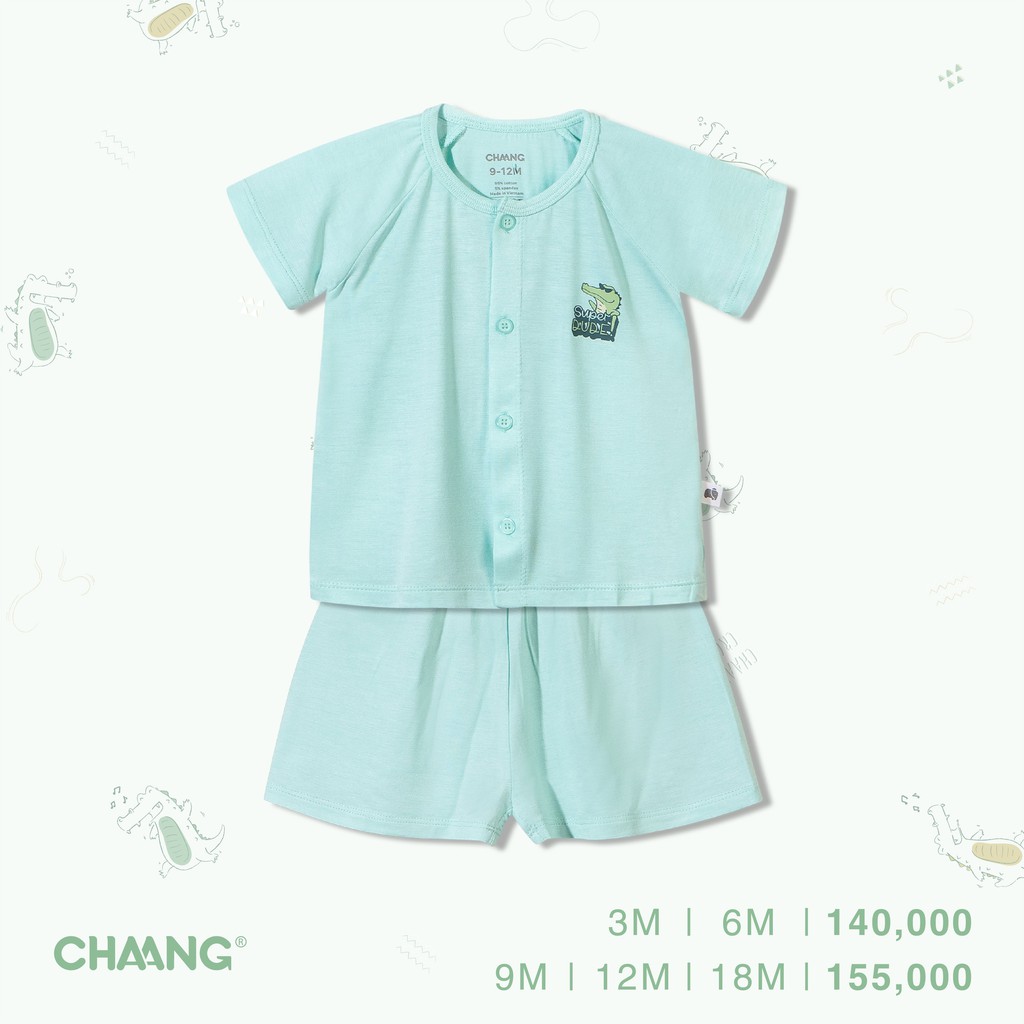 Chaang Bộ cộc tay cúc giữa sơ sinh Lake xanh lá