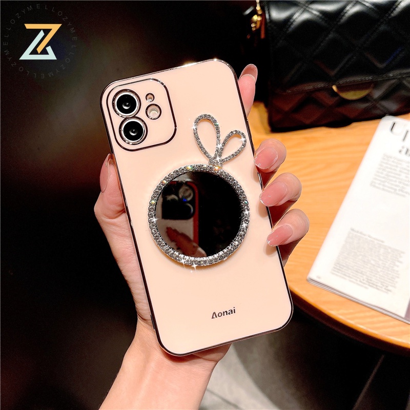 Zymello ốp lưng OPPO Reno 7Z 5G Reno6 Z 5G Reno 5 5G Reno 7 5G Reno 6 5G Reno 4 4G Reno 4F Reno 5F Gương trang điểm mạ điện hộp đựng điện thoại