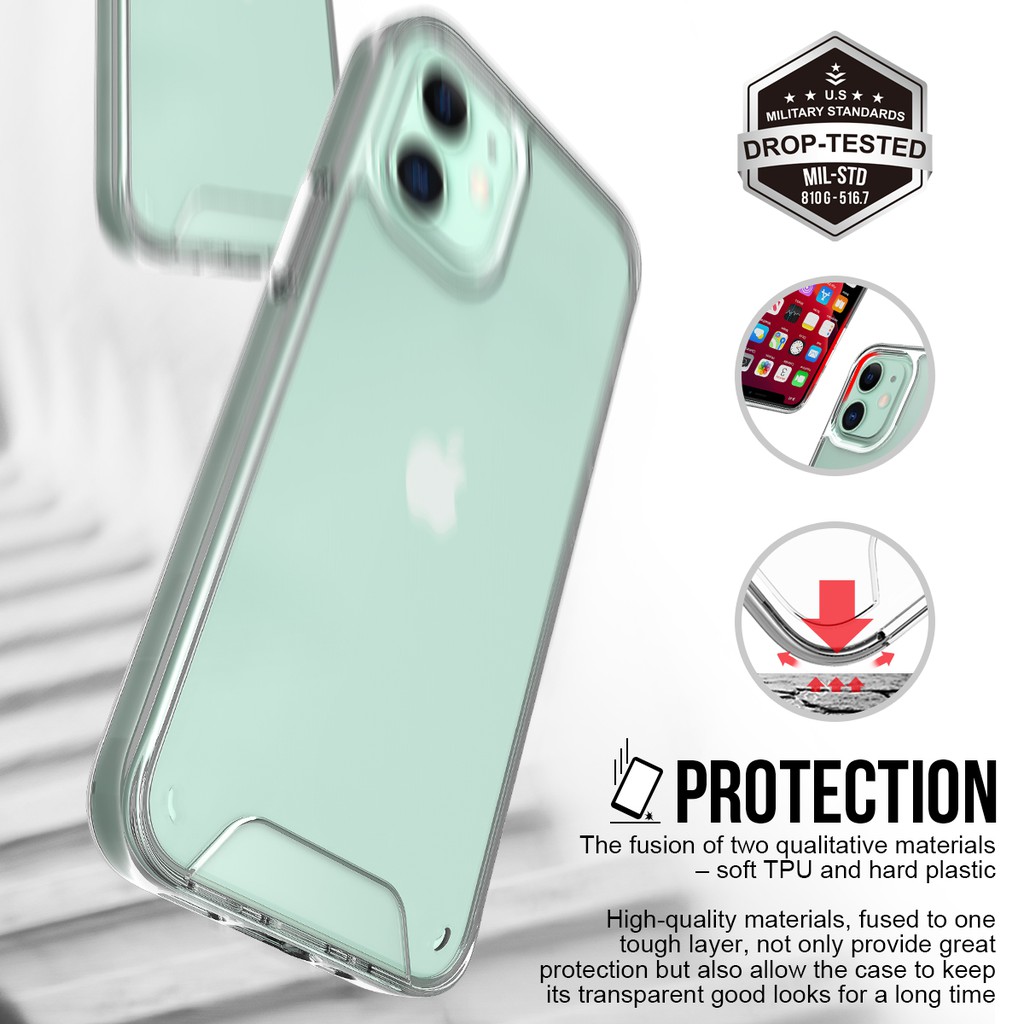 Ốp Điện Thoại Nhựa Acrylic Trong Suốt Siêu Mỏng Kiểu Áo Giáp Quân Đội Cho Iphone 11 Pro