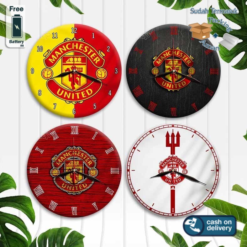 Đồng Hồ Gỗ Treo Tường Trang Trí Hình Logo Câu Lạc Bộ Manchester United - Mu Fc Series