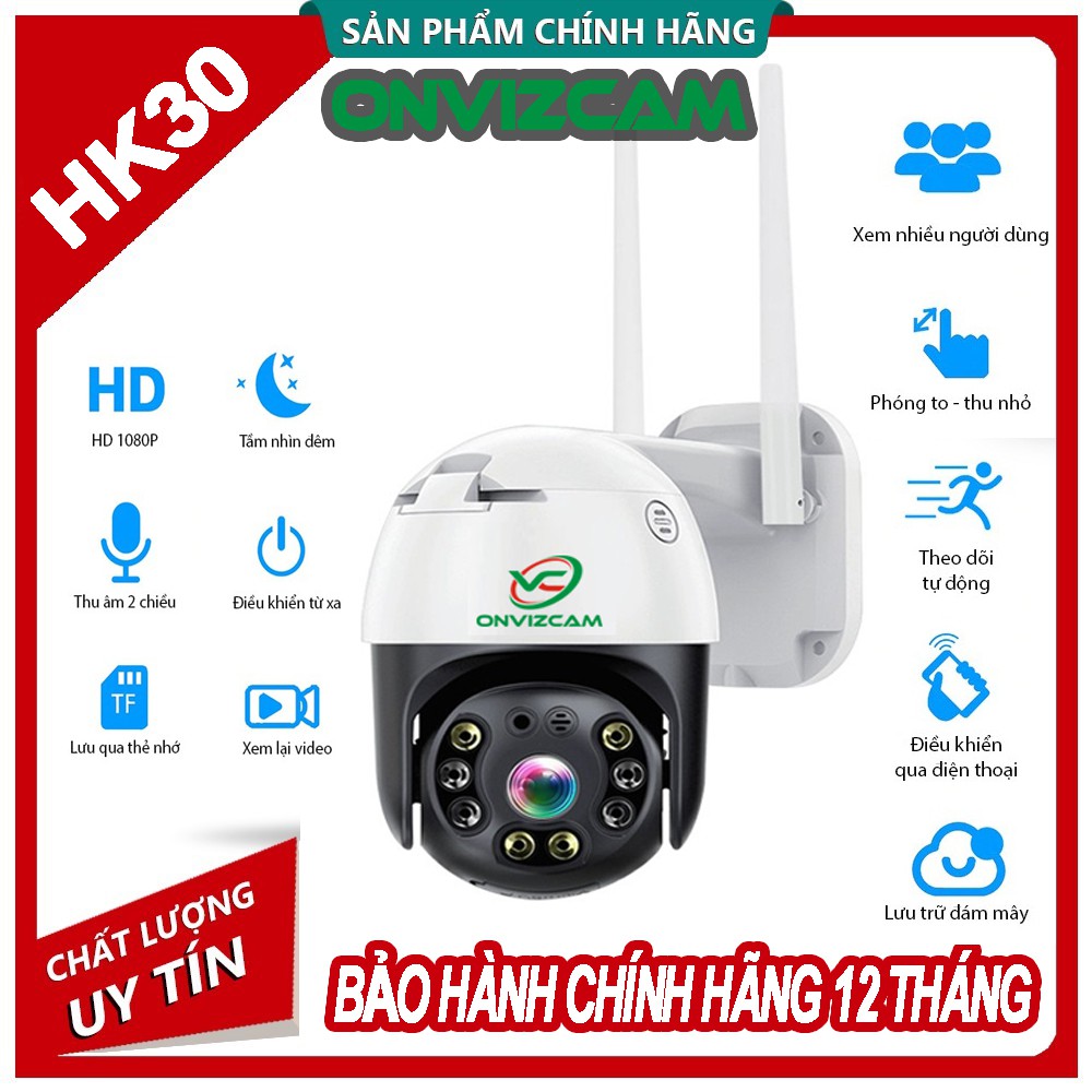 Camera giám sát wifi ONVIZCAM HK30 ngoài trời xoay 360 chống nước CARECAM 3.0 MPx có kết nối smart TV