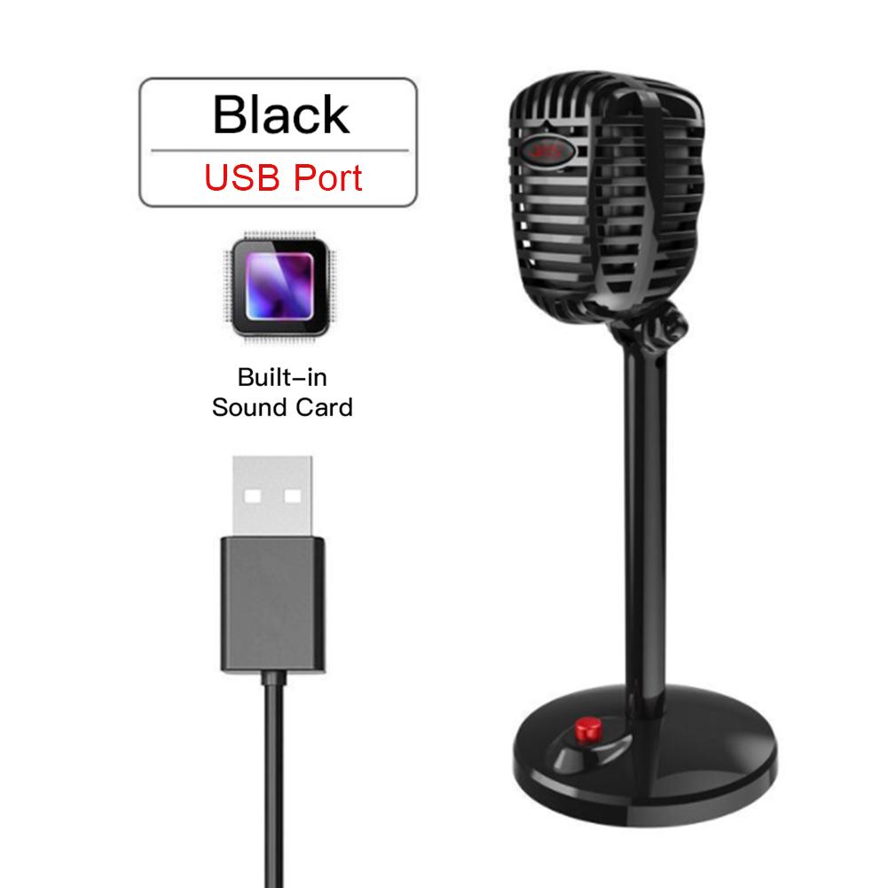 Micrô ngưng tụ có dây Studio HD chống ồn Máy tính bảng USB 3,5 mm cho máy tính Micrô retro chuyên nghiệp | BigBuy360 - bigbuy360.vn