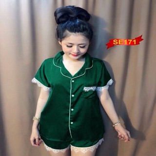 Đồ Mặc Nhà, Đồ Ngủ Nữ Ngắn Tay  Chất Phi Bóng Siêu Mát