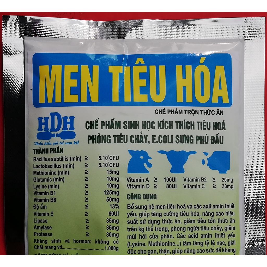1 gói MEN TIÊU HÓA 100g Chế phẩm sinh học kích thích tiêu hóa,  phòng tiêu chảy, E.coli sưng phù đầu