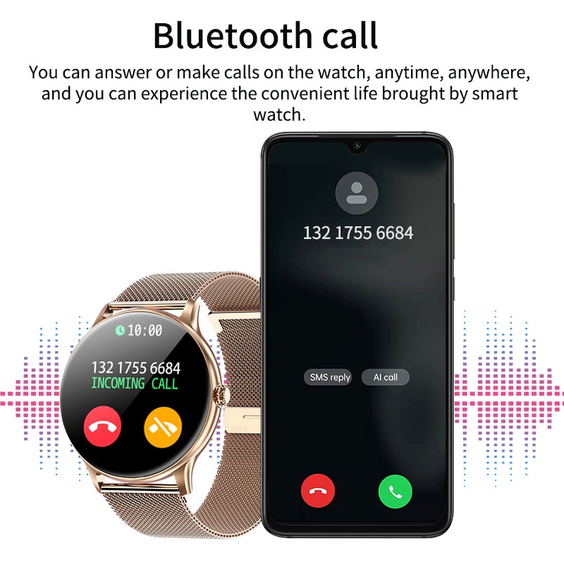 LIGE Đồng hồ thông minh Thể thao Theo dõi thể dục Bluetooth Gọi điện cho phụ nữ Đồng hồ nữ chống nước Android IOS