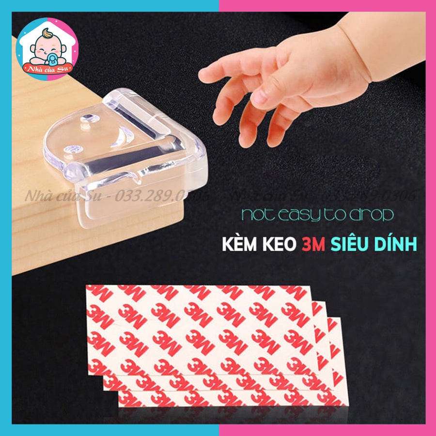 Bịt góc bàn, bọc cạnh bàn kính, cạnh tủ vuông bằng silicon chống va đập an toàn cho bé Nhà của Su