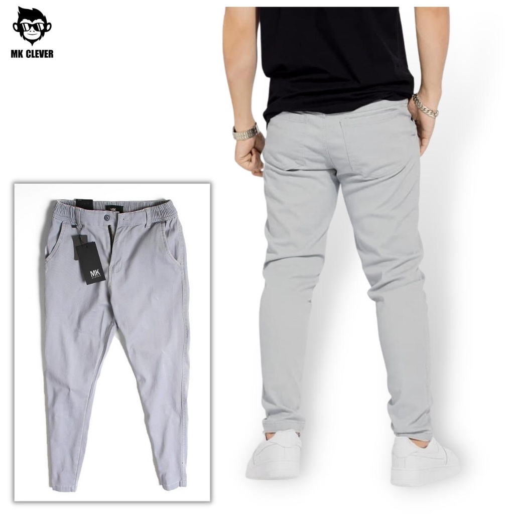 Quần kaki nam slimfit pants, lưng thun, chất vải mềm mịn, ống suông (sz: M - XXL) MK Clever - QKX06