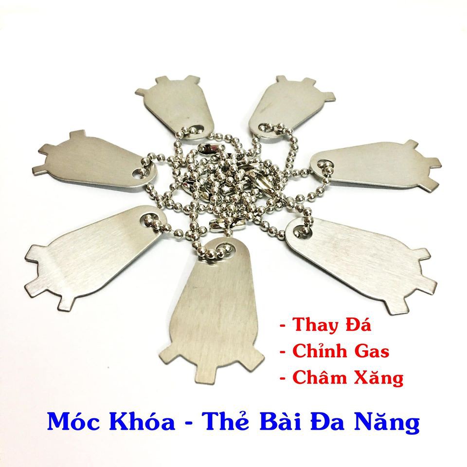 MÓC KHÓA - THẺ BÀI ĐA NĂNG "THAY ĐÁ, CHÂM XĂNG, CHỈNH GAS" (KIM LOẠI)