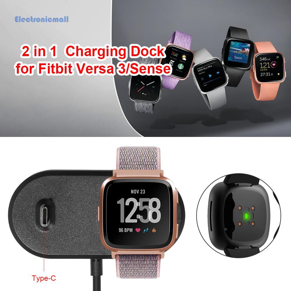 Đế Sạc 2 Trong 1 Cao Cấp Cho Đồng Hồ Thông Minh Fitbit Versa 3