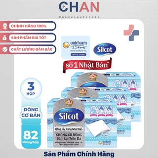 Combo 3 Bông Tẩy Trang Cơ Bản Silcot Nhật Bản 82 Miếng Sản phẩm chính hãng Chan Cosmeceuticals