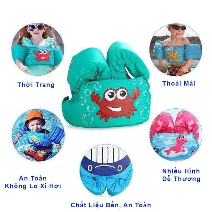 Áo phao bơi đỡ ngực kèm phao tay cho bé, Phao Bơi Tay Thông Minh Cho Trẻ- Phao bơi tay trẻ em