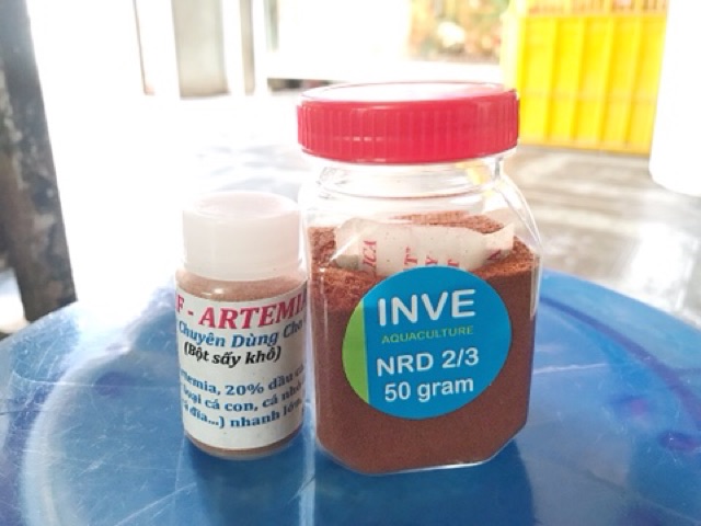 BỘ 2 THỨC ĂN CHO CÁ CON MỚI NỞ ARTEMIA SẤY KHÔ 10G VÀ CÁM THÁI INVE 2 3 50G