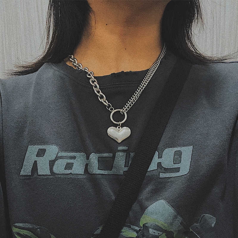 2853Steel love thick AB chain clavicle chain neck chain choker necklace female dark