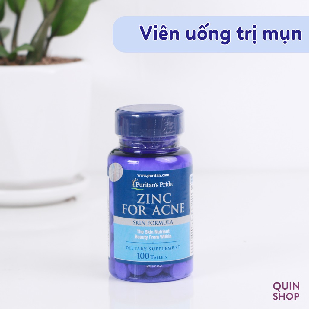 Viên Uống Kẽm Giảm Dầu, Giảm Mụn Puritan's Pride Zinc For Acne