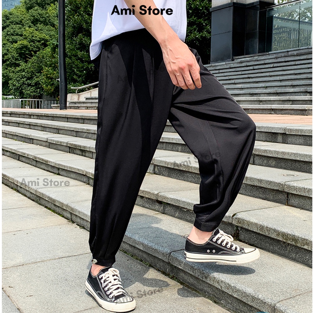 Quần tây/âu dáng baggy unisex quần vải cạp chun thoải mái, ống rộng big size phong cách Hàn Quốc QA02 Ami sto