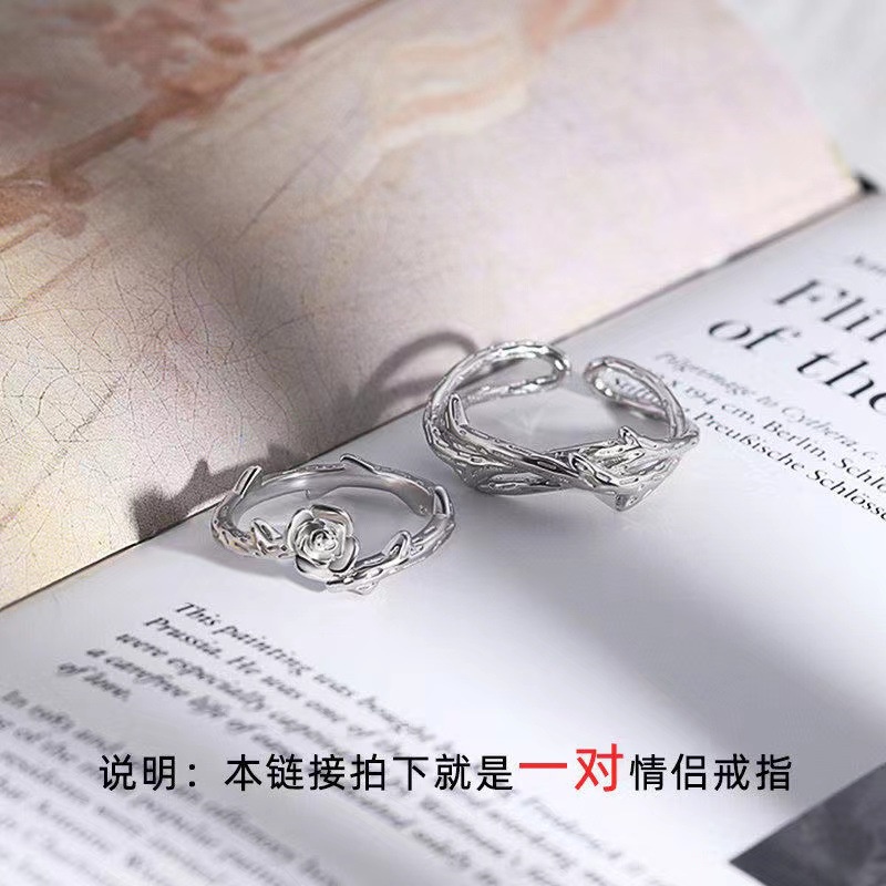 Nhẫn Đôi Hình Hoa Hồng Có Thể Điều Chỉnh Thời Trang