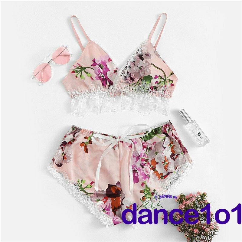 Set Đồ Ngủ 2 Mảnh Bằng Lụa Satin Cho Nữ