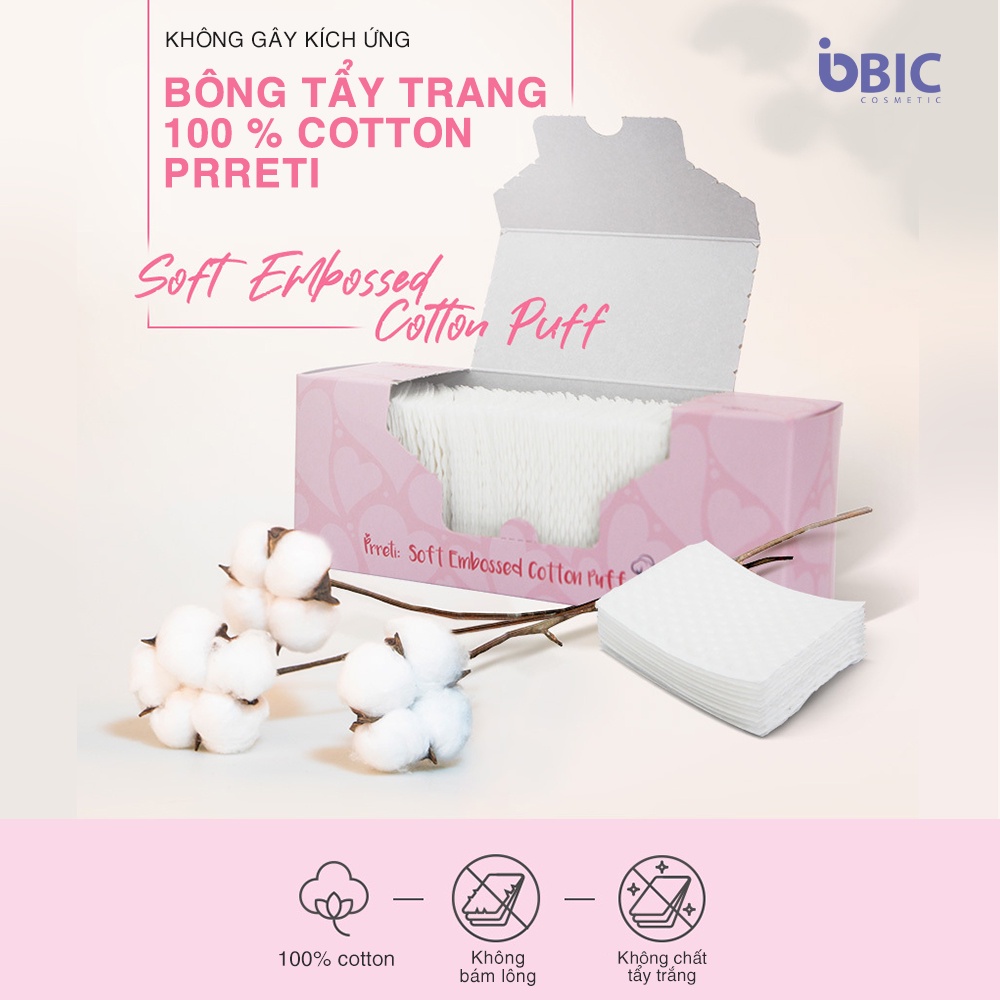 Bông tẩy trang Prreti Cotton bông nổi mềm mại tự nhiên 100 miếng Hatola