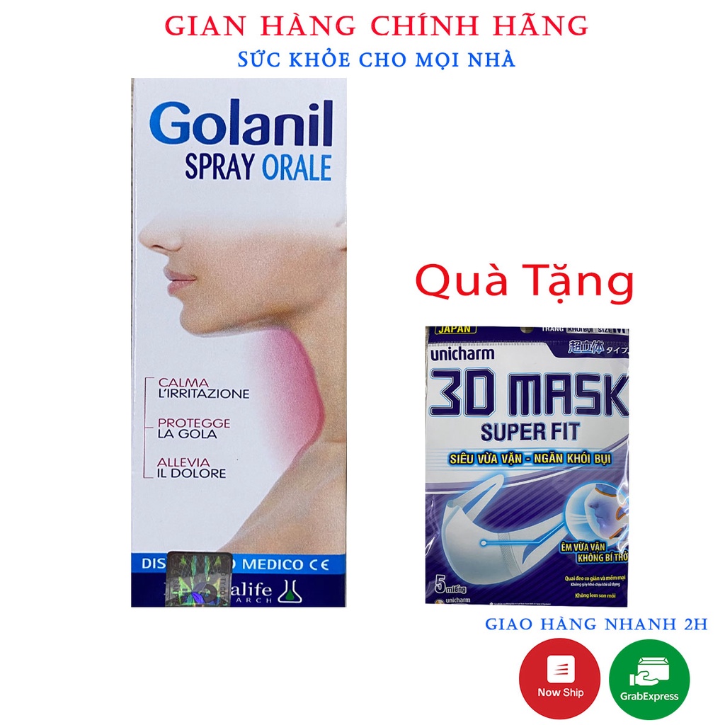 Xịt Họng Người Lớn Golanil Spray Orale.Giúp Giảm Ho,Đau Rát,Viêm Họng Cấp Mãn Tính