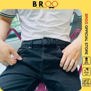 Thắt lưng da mặt chữ nhật BROO phong cách basic, dây nịt nam nữ vuông màu đen bản nhỏ 2cm made in Vietnam