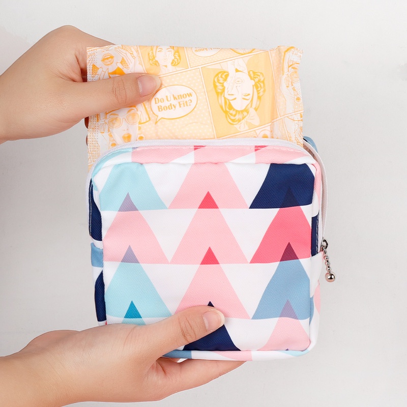 Túi Đựng Tiền/Mỹ Phẩm/Đồ Vệ Sinh Bằng Cotton Có Khóa Kéo Thông Dụng