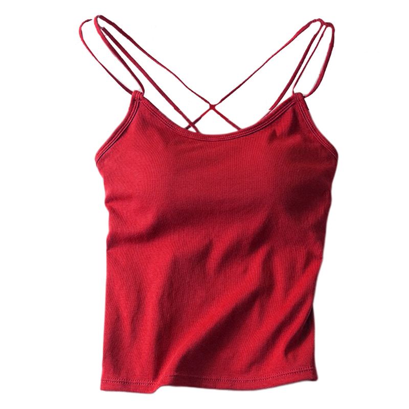 Áo Tank Top Dáng Ôm Màu Sắc Ngọt Ngào Phối Dây Đan Chéo Thời Trang Mùa Hè Quyến Rũ Cho
