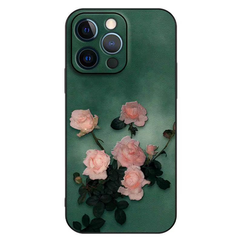 Ốp Điện Thoại Silicon Mềm In Hình Hoa Hồng Xanh Cho Iphone 13 12 11ProMax Xs / XR / 7P / 8 6s