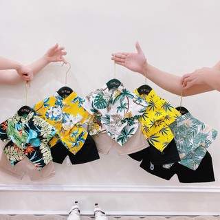 [4 MÀU] Bộ Sơ Mi Lá Mùa Hè Cực Đẹp Cho Bé Trai 8-20Kg Unchi Store (V401)