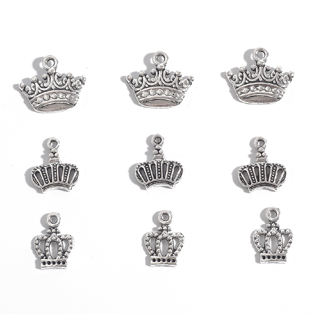 Mặt charm trang sức mạ bạc hình vương miện nhiều size