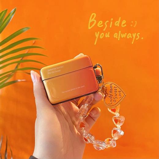 Vỏ Bảo Vệ Hộp Sạc Tai Nghe Bluetooth airpods 1/2 pro Bằng tpu Mềm Màu Gradient Họa Tiết Trái Tim Dễ Thương
