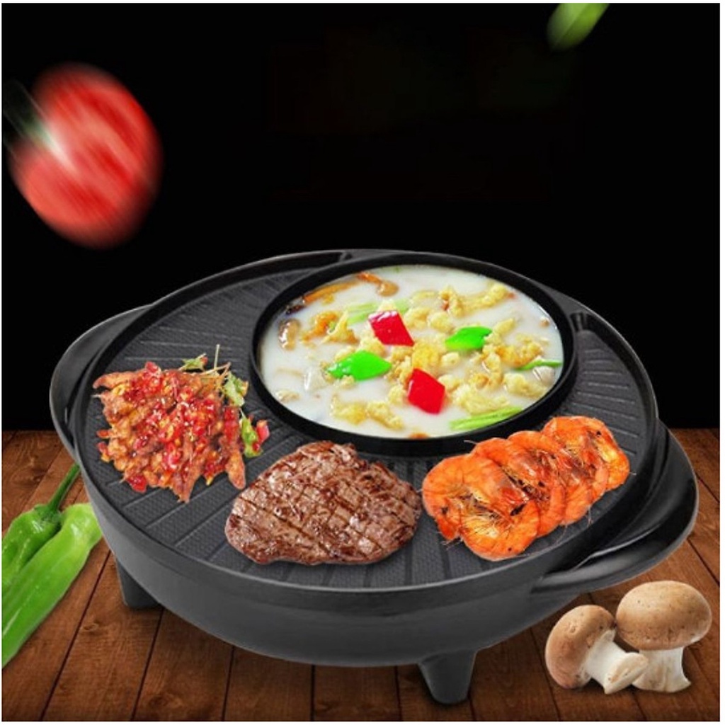 [SALE 3 NGÀY] Nồi lẩu điện tích hợp bếp nướng đa năng 2 trong 1, vừa ăn lẩu và nướng công suất 1600W, dung tích 1,8L.