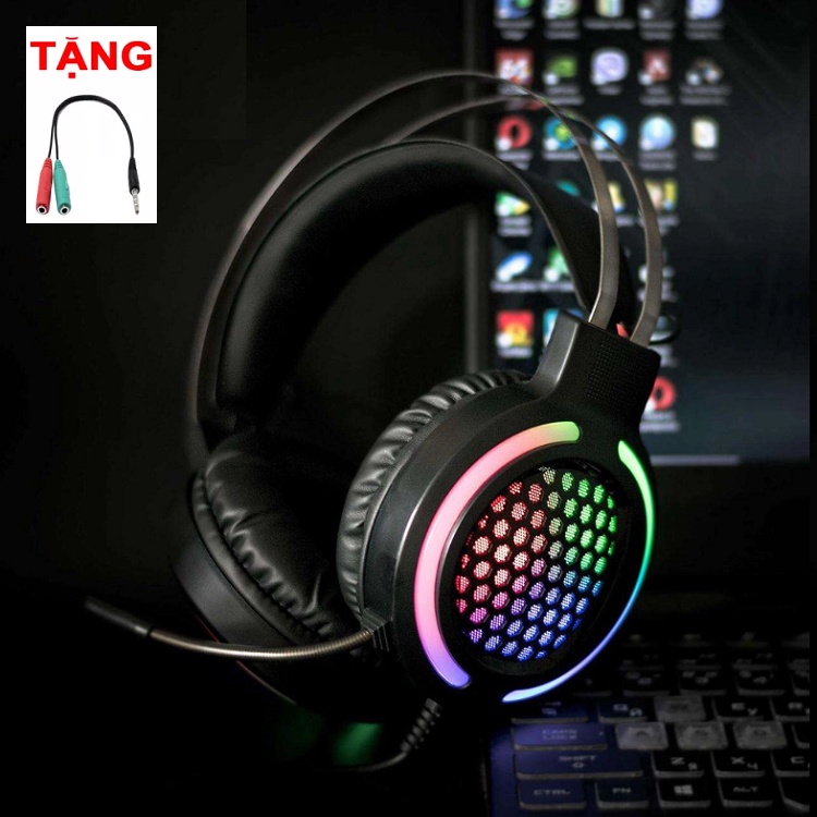 Tai Nghe Gaming, Tặng Dây 2 Cổng Dùng Cho Laptop, PC, Điện Thoại, Tai Nghe Game ESD03 - Chính Hãng Hoco - Có Mic Đèn LED