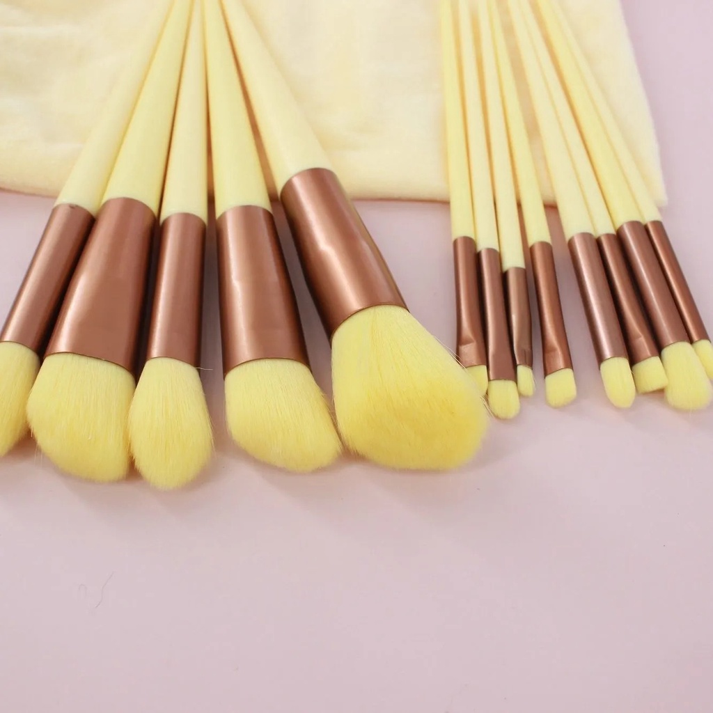 Bộ cọ trang điểm 13 set cọ cây tone màu pastel xinh xắn ba màu dễ thương  BN07 có túi đựng