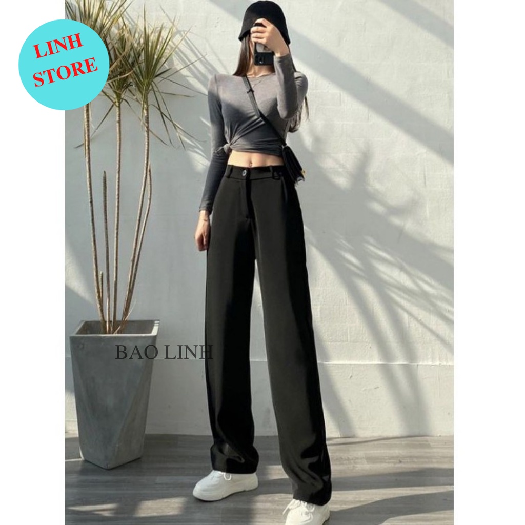 Quần Suông Ống Rộng Nữ Lưng Cao LINH STORE Công Sở Chất Liệu Tuyết Mưa Vitex Mặc Đi Làm Đi Học