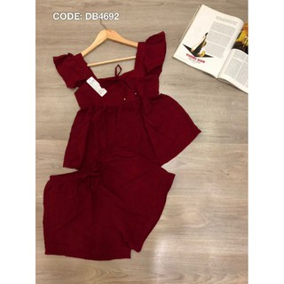 Đồ bộ nữ quần đùi cổ vuông
