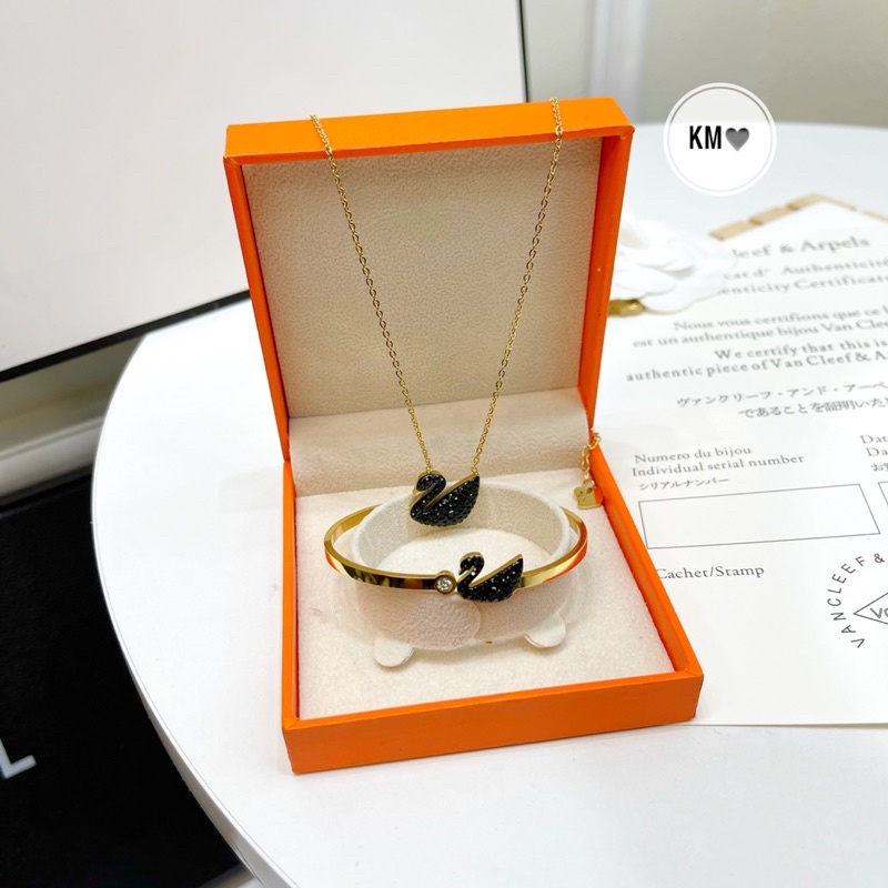 VÒNG CỔ + VÒNG TAY + KHUYÊN TAI thiên nga TITANCAOCẤP