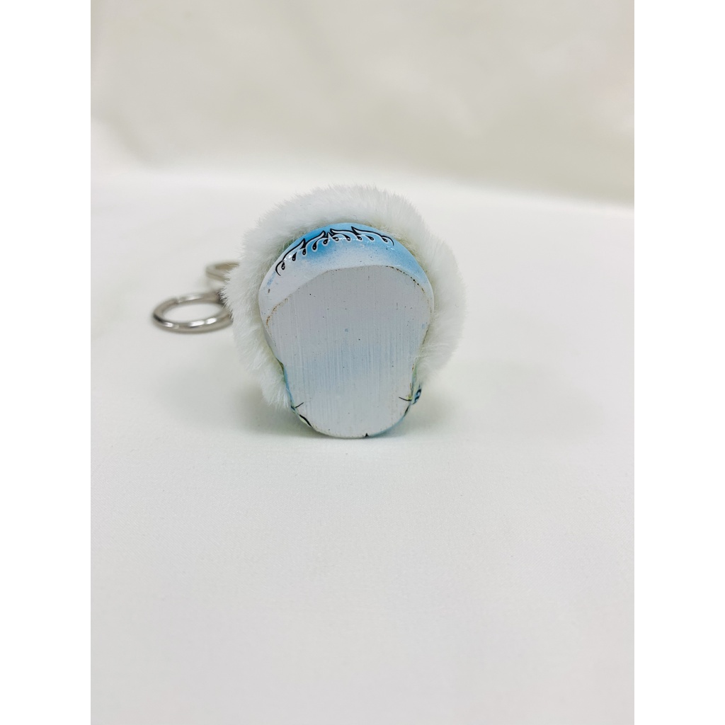 毛毛-蓝白 Móc Khóa Resin Hình Sư Tử Nhảy Múa Thời Trang