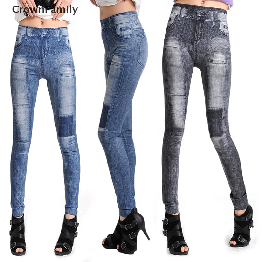 (CrownFamily) Quần Legging denim Co Giãn Thời Trang
