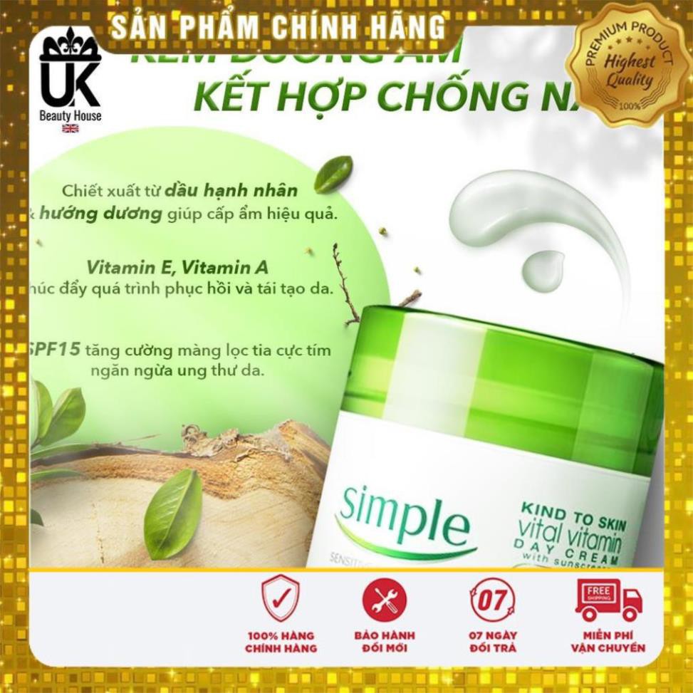 Kem dưỡng ban ngày Simple Kind To Skin Vital Vitamin Day Cream SPF15 50ml