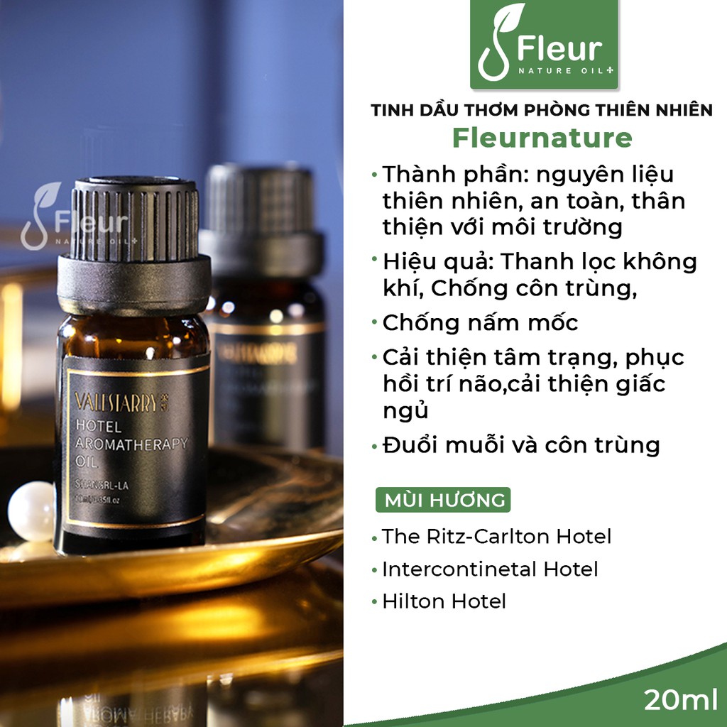 Tinh dầu thơm phòng thiên nhiên Fleurnature cao cấp giảm Stress dùng cho khách sạn giảm mệt mỏi làm sạch không khí 20ml