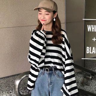 Áo kẻ oversize tay bồng ulzzang