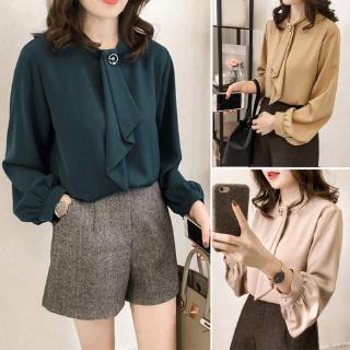 Áo kiểu nữ vải chiffon dáng rộng màu trơn