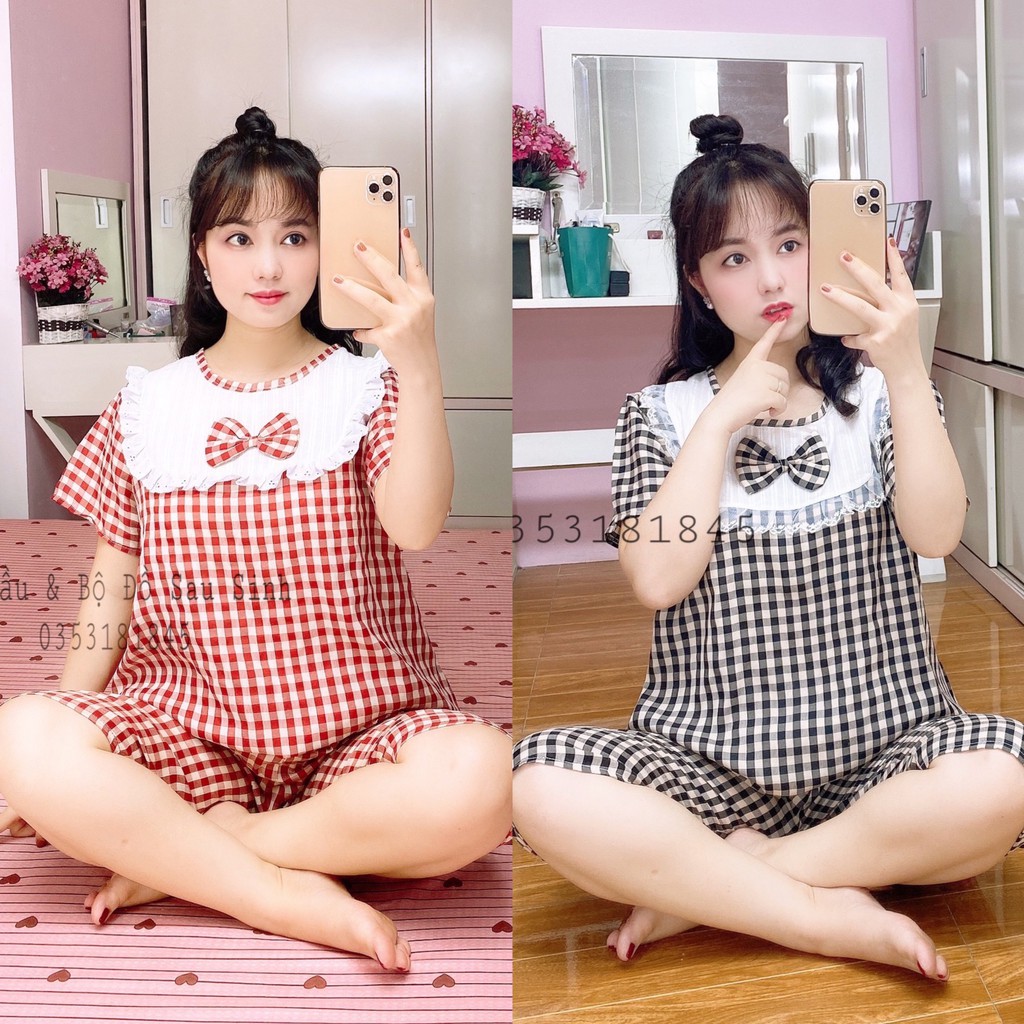 Bộ bầu mặc nhà chất thô mềm cộc tay hè (47-65kg)💖💖