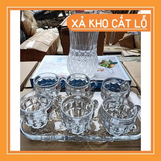 (thanh lý giá sỉ) bộ khay tách thủy tinh kèm bình nước thủy tinh siêu đẹp